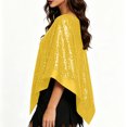 thumbnail image 5 of Fewfanhot Sequin Satin Trim Triangle Poncho Shawl, Sparkly Loose Cape Wrap for Women Evening Themed Party Wedding, 5 of 7