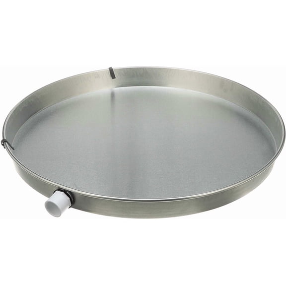 Oatey Water Heater Pan Aluminum - Easy Installation, 1 in. PVC Adapter - 24" Silver Round — Residential Use, Standard Application