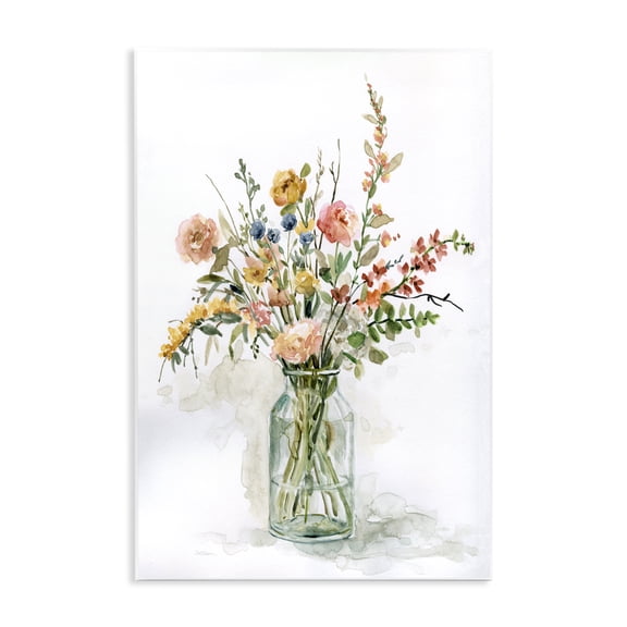 Stupell Industries Farmhouse Country Meadow Roses Floral Bouquet Watercolor Still Life Wall Plaque Art, 10 x 15, by Carol Robinson