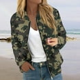 thumbnail image 2 of GXIPO Camo Jacket for Women, Women's Winter Bomber Jacket Long Sleeve Stand Collar Zipper Outwear with Pockets Army Green L, 2 of 5