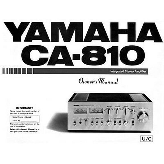Instruction Manual ONLY for Yamaha CA-810 Amplifier Owners Manual REPRINT