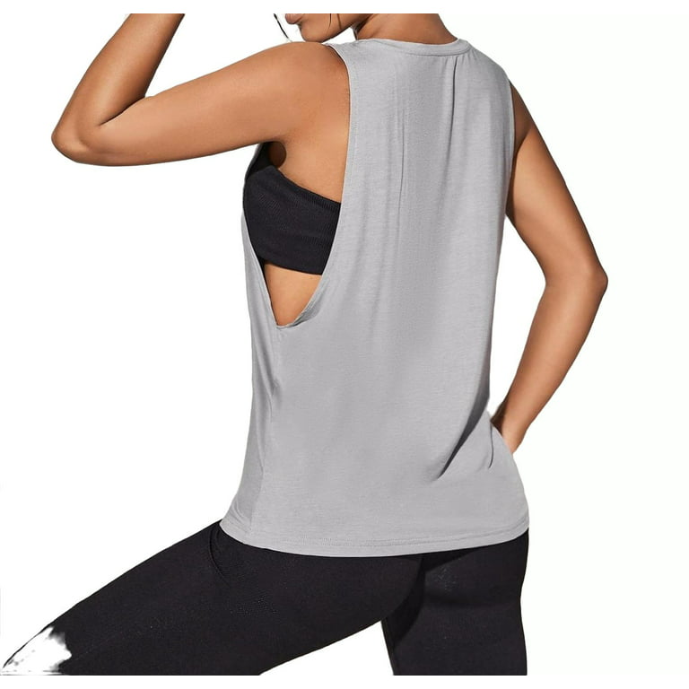  Bestisun Women Racerback Workout Athletic Yoga Sleeveless Yoga Sports  Shirts Gym Athletic Workout Running Dance Tops Gray : Clothing, Shoes &  Jewelry