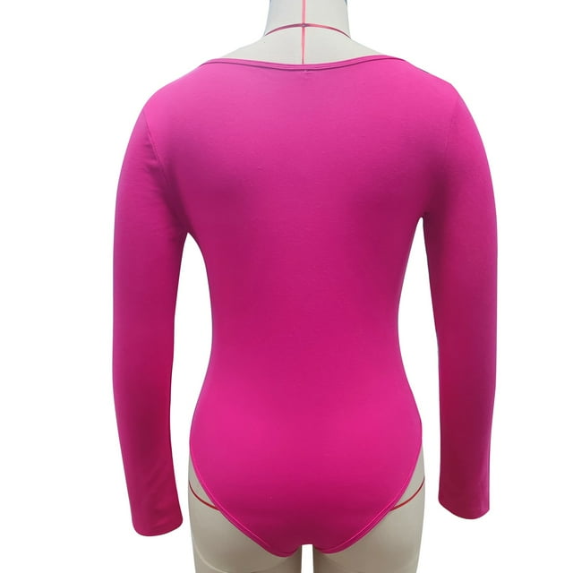 Body elástico de manga larga, Body de manga larga para mujer Body de manga larga para mujer Body de manga larga Top Elegante y moderno