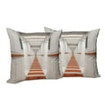 thumbnail image 6 of Ambesonne Space Throw Pillow Cover 2 Pack, Interior Corridor, 18", White and Red, 6 of 6