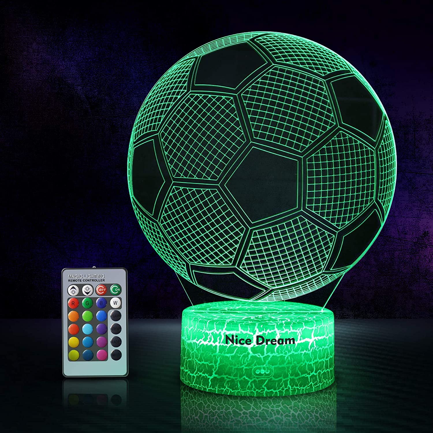 3D LED Night Light Football Table Lamp Kids Gift Colour Changing Home Decor 