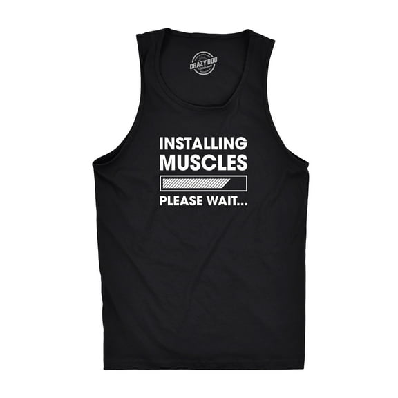 Mens Fitness Tank Installing Muscles Please Wait Tanktop Funny Workout T Shirt
