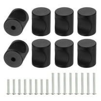 Uxell 8Pcs Cylindrical Aluminum Alloy Knobs, Single Hole Pull with Screw, 16mm Black