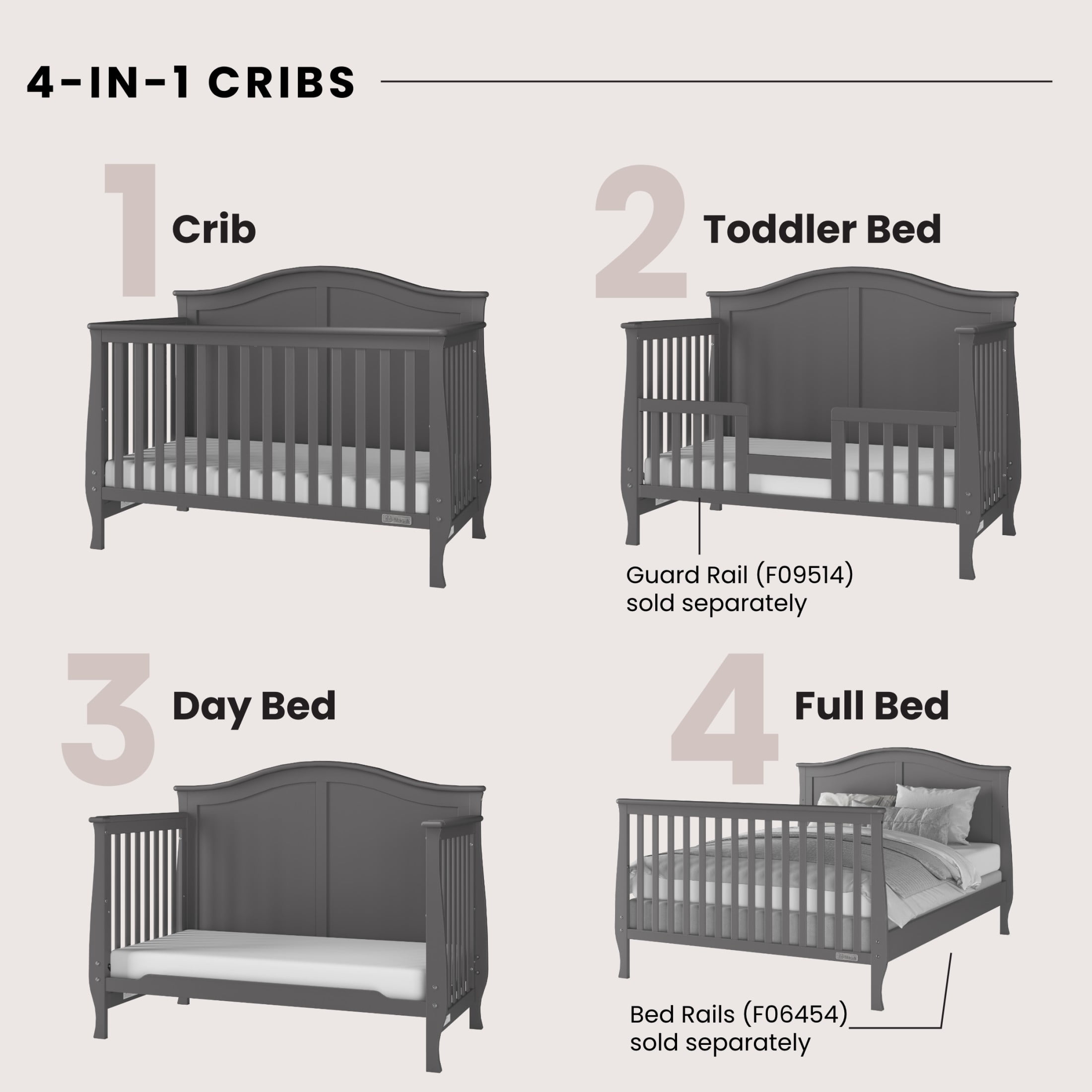 Child Craft Camden Crib and Changing Table Nursery Set, 4-in-1 Convertible Design, Cool Gray, 2-Piece