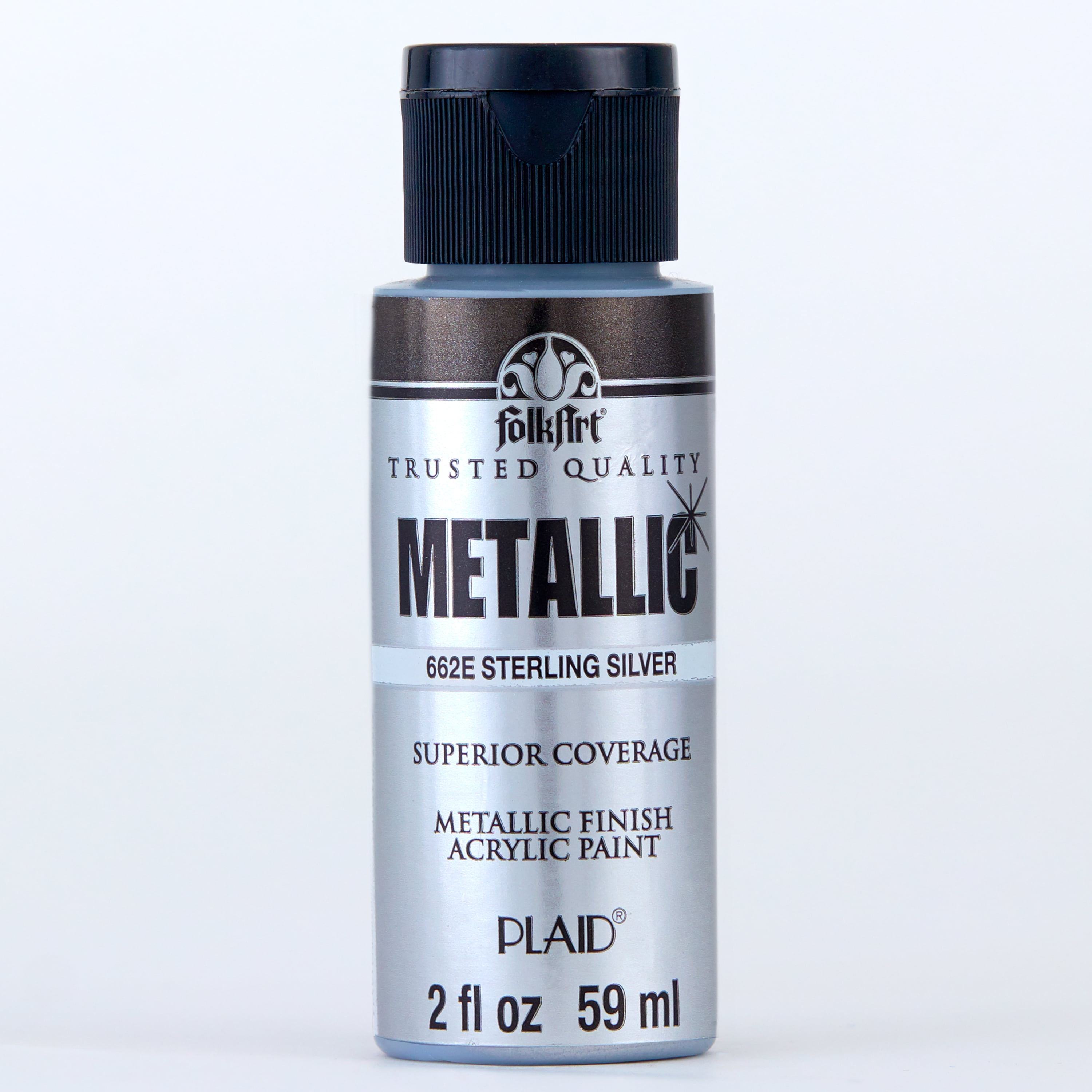 FolkArt 662E Metallic Acrylic Craft Paint, Metallic Finish, Silver