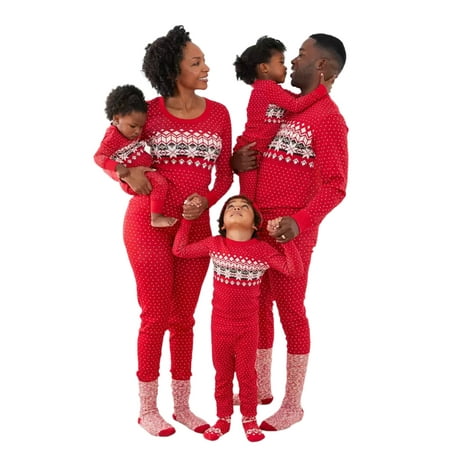

JYYYBF Matching Christmas Pjs for Family Xmas Snowflake Dot Tops and Long Pants Holiday Xmas Sleepwear for Family Women Men Baby Kids Red