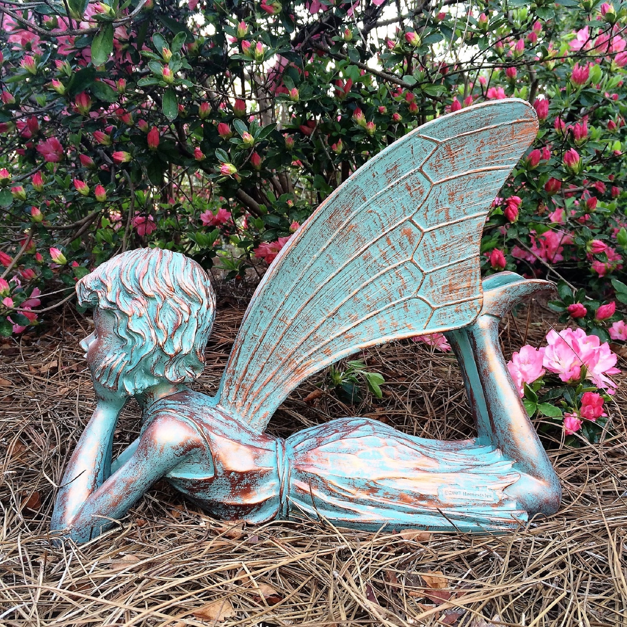 Homestyles 11"L Dreamer Lying Fairy in Bronze Patina Home Patio & Garden Statue Figurine
