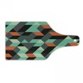 thumbnail image 1 of Modern Cutting Board, Geometrical Print with Squares Triangles Shapes and Shadows Zig Zag Stripes Image, Tempered Glass Cutting and Serving Board, Wine Bottle Shape, Multicolor, by Ambesonne, 1 of 1