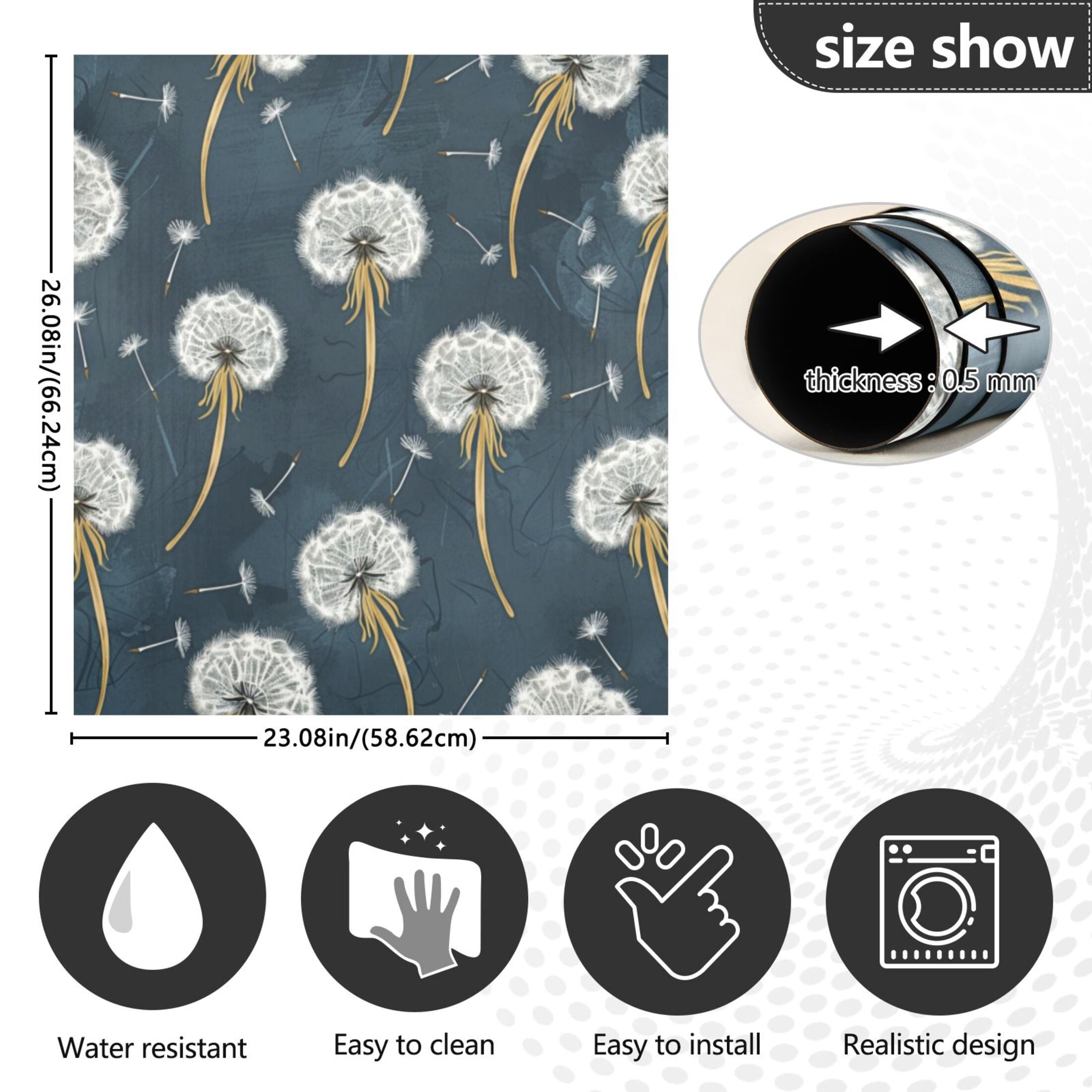 Dishwasher Magnetic Sticker 23x26 Inch Refrigerator Magnetic Sticker Washing Machine Magnetic Sticker Kitchen Panel Magnetic Sticker Home Decor Cartoon White Dandelion