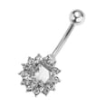 thumbnail image 2 of Botón de cristal de flor para mujer s de Accesorio de joyería para el cuerpo con barra Blanco Sunnimix Anillo del ombligo de la flor del ombligo, 2 of 8