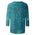 thumbnail image 4 of Besolor Hauts Scintillants pour Femmes Manches 3/4 T-Shirts Imprimés Pailletés Décontractés Col Rond Tuniques Tendance Blouses de Travail, 4 of 5