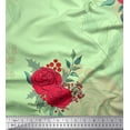 thumbnail image 1 of Soimoi Tissu Poly Georgette Imprimé Feuilles de Houx & Roses au Mètre 42 Pouces de Large, 1 of 3