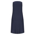 thumbnail image 4 of Vestido Vestido de verano para mujer Vestido suelto de lino y algodón simple Playa de vacaciones (Azul marino M) Ygjytge Azul marino T M para Mujer, 4 of 9