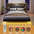 thumbnail image 4 of Queen Size Bed Frame With Headboard,Upholstered Platform Bed With Charging Station And Led Light And Boookcase Storage.O Box Spring Needed,Easy Assembly, 4 of 8
