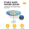 thumbnail image 2 of Round Tablecloth with Elastic Daisy Flower Blue Backgroud Waterproof Stain-proof Table Cover Wipeable Fitted Table Cloths for 45"-54" Round Tables Dining Kitchen, 2 of 6