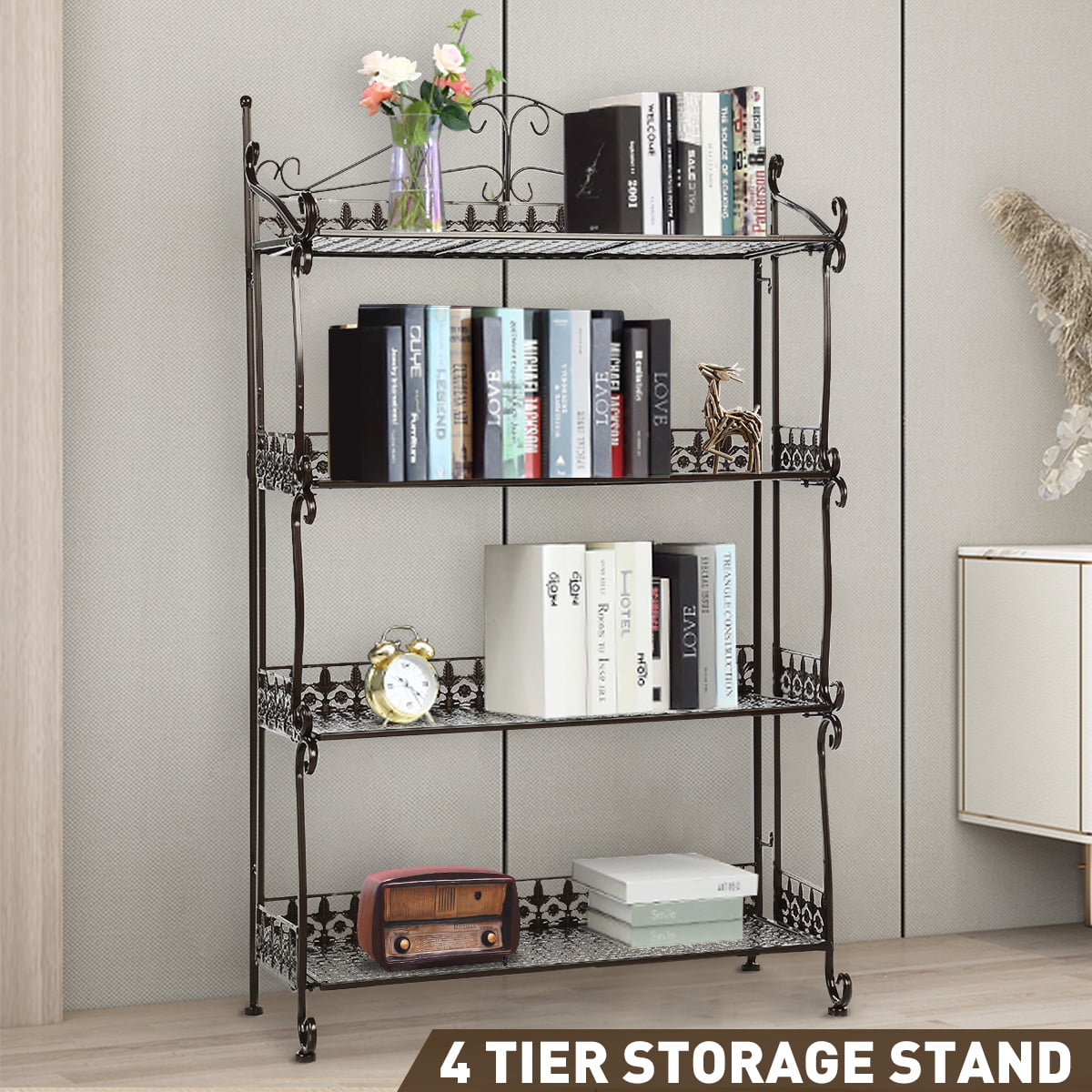 Ladder Plant Stand Shelf Bathroom Storage Rack Shelves for Office SINGAYE Ladder Shelf 4-Tier Bookshelf Living Room Brown