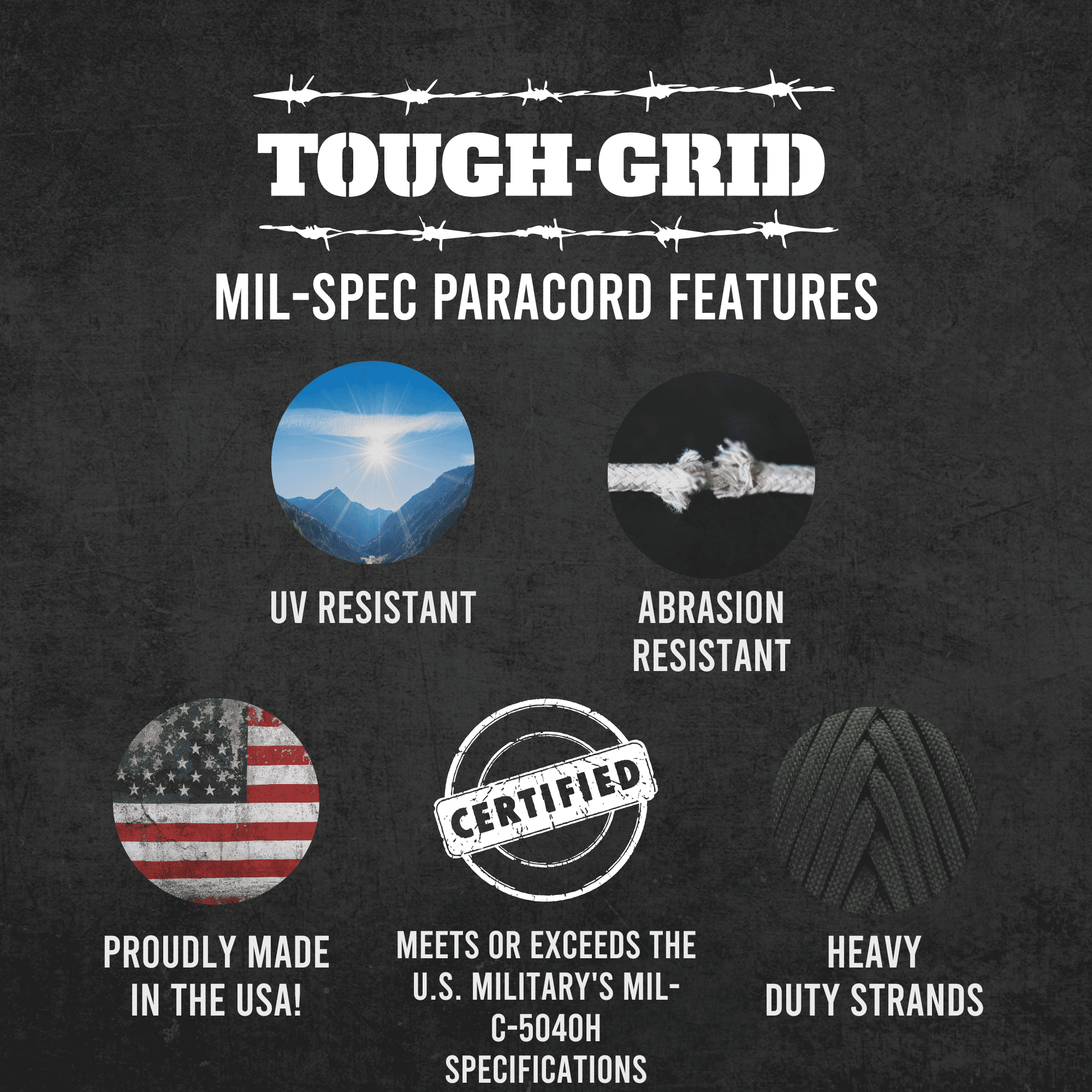 TOUGH-GRID 750lb Grizzly (Coyote) Brown Paracord / Parachute Cord - 100% Nylon Mil-Spec Type IV Paracord Used by The US Military, Great for Bracelets and Lanyards, 200Ft. - Grizzly (Coyote) Brown