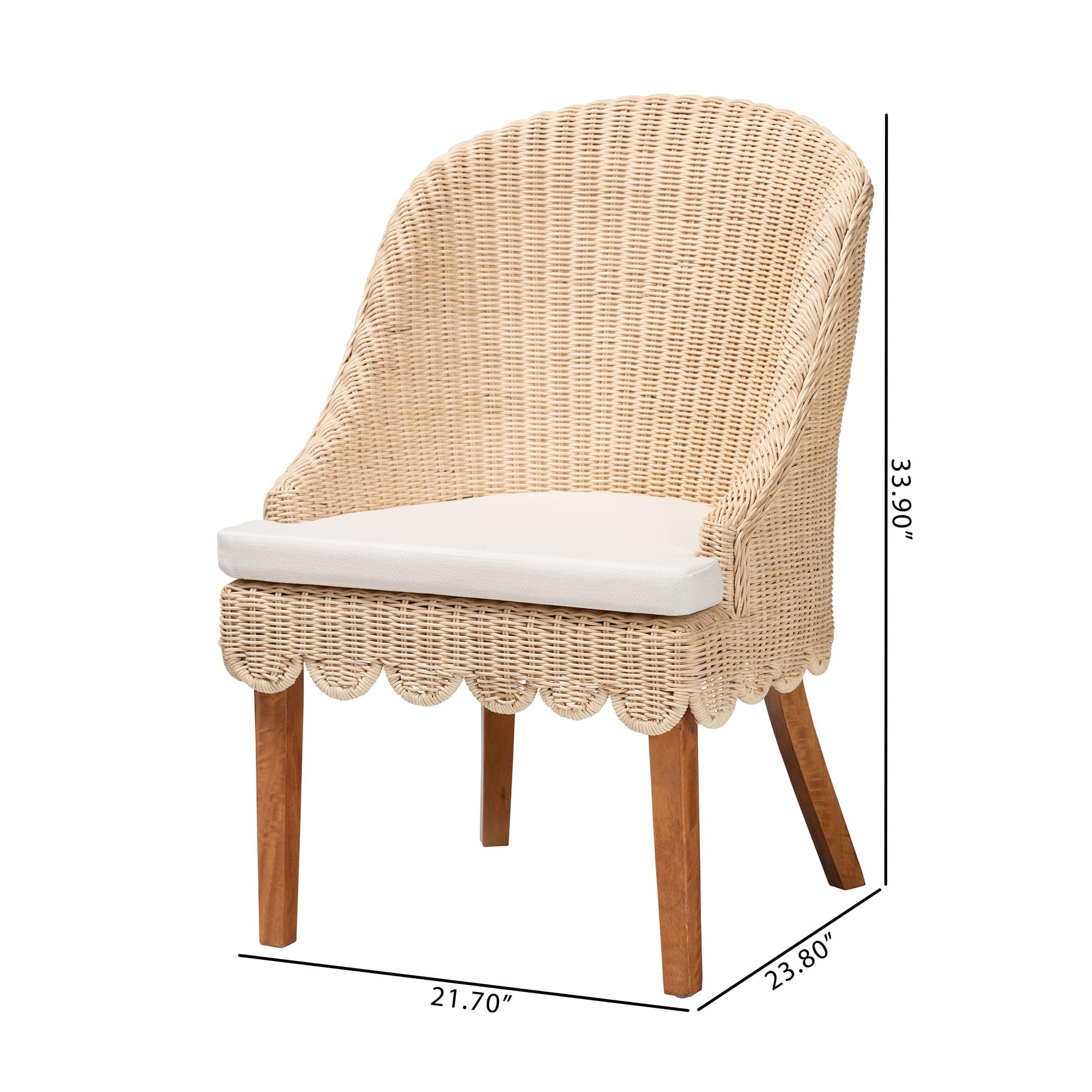 bali & pari Mabel Rustic Dining Chair, 2-Piece, Natural Rattan