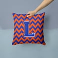thumbnail image 2 of Carolines Treasures Letter L Chevron Orange and Blue Fabric Decorative Pillow 14Hx14W multicolor, 2 of 4
