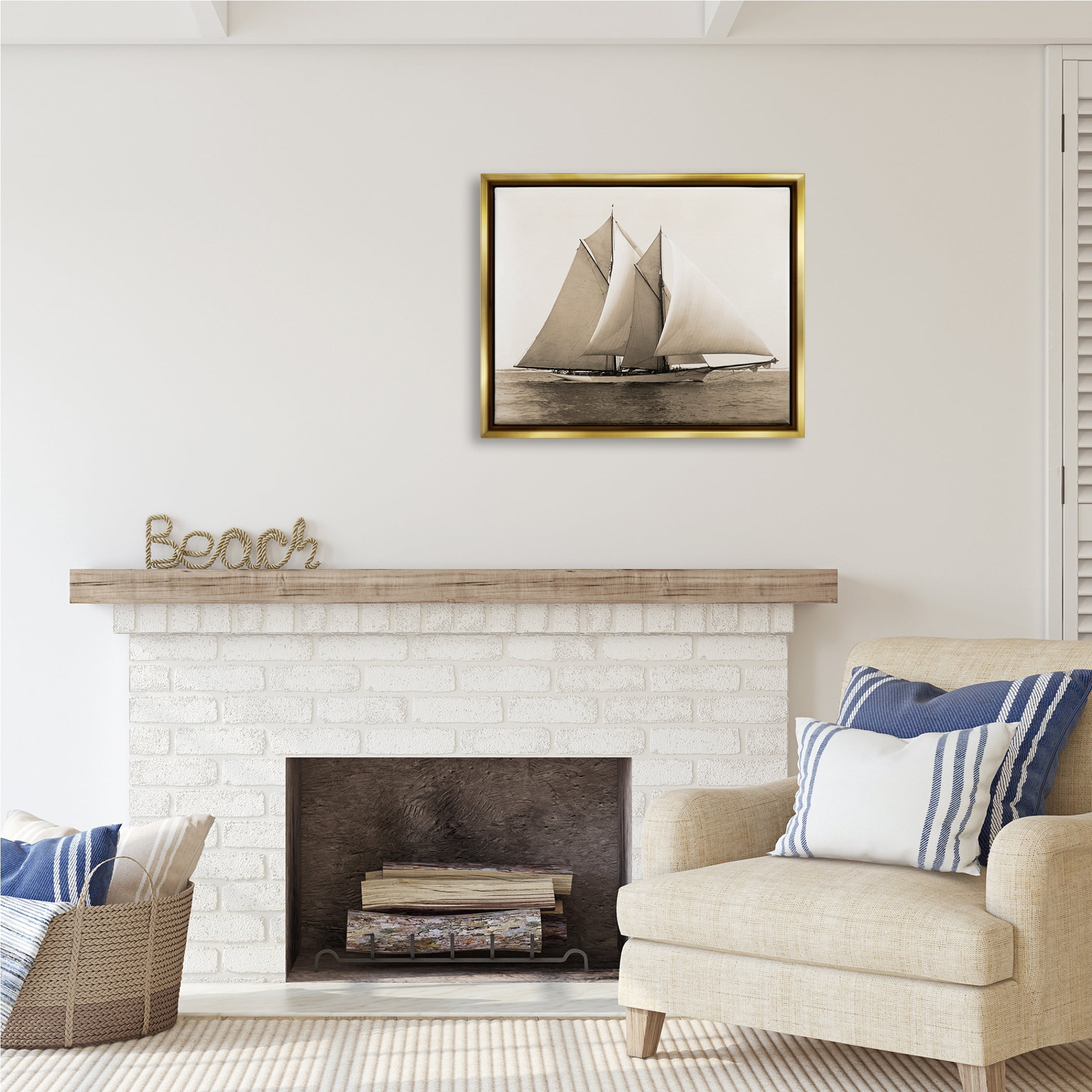 Stupell Industries Nautical Ship Photography Transportation Photography Gold Floater Framed Art Print Wall Art, 31 x 25