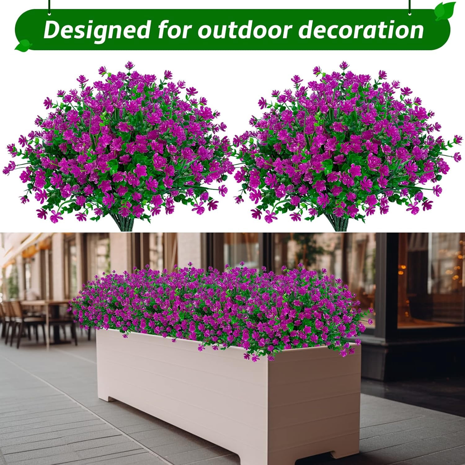 20 Bundles Artificial Flowers for Outdoor UV Resistant Fake Plants, Faux Flowers for Indoor Outside Plastic Greenery Shrubs for Garden Porch Window Box Home Farmhouse Décor (Mix Colors)