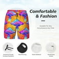 thumbnail image 3 of Yiaed Magic Mushrooms Print Mens Swim Trunks Bathing Suit Compression Liner Beach Swim Shorts Swimwear Quick Dry Zipper Pocket No-Chafing Board Short-Medium, 3 of 6