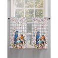 thumbnail image 5 of Birds Floral Bathroom Window Curtain, Farmhouse Country Pink Flower Leaf Grey Plaid Light Filtering Coffee Kitchen Curtains, Bedroom Living Room Curtains 2 Panel 84"x45", 5 of 6