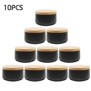QueenTrade 10 Pcs Candle Jar with Bamboo Lid, 60 oz Iron Candle Jar-Matte Black