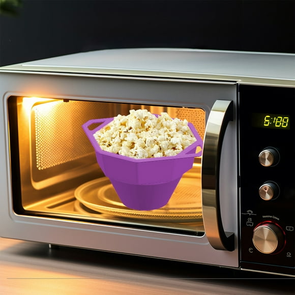 pstuiky Food Grade Silicone Popcorn Bowl High Temperature Resistant Foldable Microwave Popcorn Bucket with Lid 11.42 X 8.86 X 5.67 Inch 0.7 Pound Movie Night Party Snack