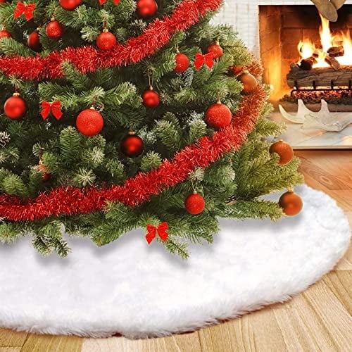 Falda de árbol de Navidad AWLGAK lujosa piel sintética blanca 36 pulgadas