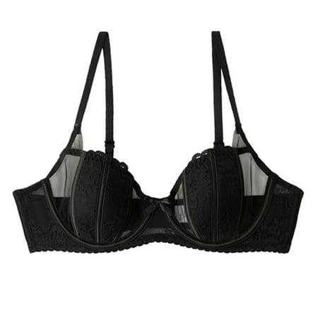 Yyeselk Minimizer Bras for Women Mesh Lace Full Coverage Underwire Bras Sexy Push Up Bra Plus Size Spaghetti Strap Lifting Up Bra Black XXXXXXXL