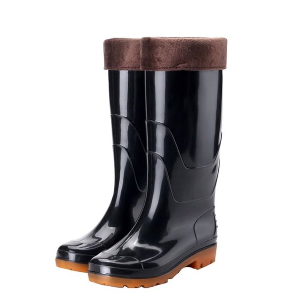 sweethay Botas de lluvia, zapatos calentadores de muslo de plástico, chanclos de plana, cómodos y puros, diarios, informales, para el día de Accesorios de calzado Negro Algodón> 44 sweethay AP013571-14