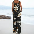thumbnail image 4 of QATAINLAV Women's Summer Casual Overalls Loose Wide Leg Jumpsuits Linen Comfy One Piece Pants Boho Floral Printed Rompers with Pockets Black M, 4 of 9