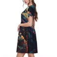 thumbnail image 2 of Balery Colorful Patterned Snake Vestidos sueltos de manga corta para mujer, vestidos de verano 2025, vestidos casuales de corte A con vuelo., 2 of 6