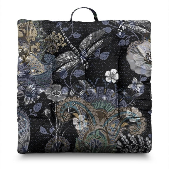 Artistic Vintage Floor Cushion - 24" Square Boho Pillow with Exotic Paisley Pattern, Multipurpose for Meditation, Reading & Lounge