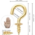 thumbnail image 4 of PHITUODA 100Pcs 1/2-Inch Cup Hooks Ceiling Hooks, Metal Screw-in Hooks, Gold, 4 of 8