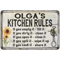 Olga's Kitchen Rules Chic Sign Vintage Décor 8 x 12 High Gloss Metal 208120032280