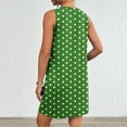 thumbnail image 3 of Cotton Dress Womens Sleeveless Floral Print Crewneck Racerback Tank Top Mini Dresses with Pockets Casual Summer (M, Green Dots), 3 of 6