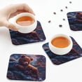 thumbnail image 4 of Leather Coasters with Heat-resistant for Drinks, Lazy Stone Bear Cup Coasters Cup Pad Mat for Tabletop Protection, Coffee Table, Office Desk and Housewarming Gift, 4 of 5