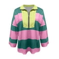 thumbnail image 3 of Patlollav Winner Long Sleeve Pullover Womens Oversized Striped Shirt Half Zip Sweatshirt Color Block V Neck Tops, 3 of 6