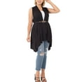 thumbnail image 4 of Women Asymmetrical Draped Open Front Sleeveless Jersey Vest Cardigan, 4 of 4