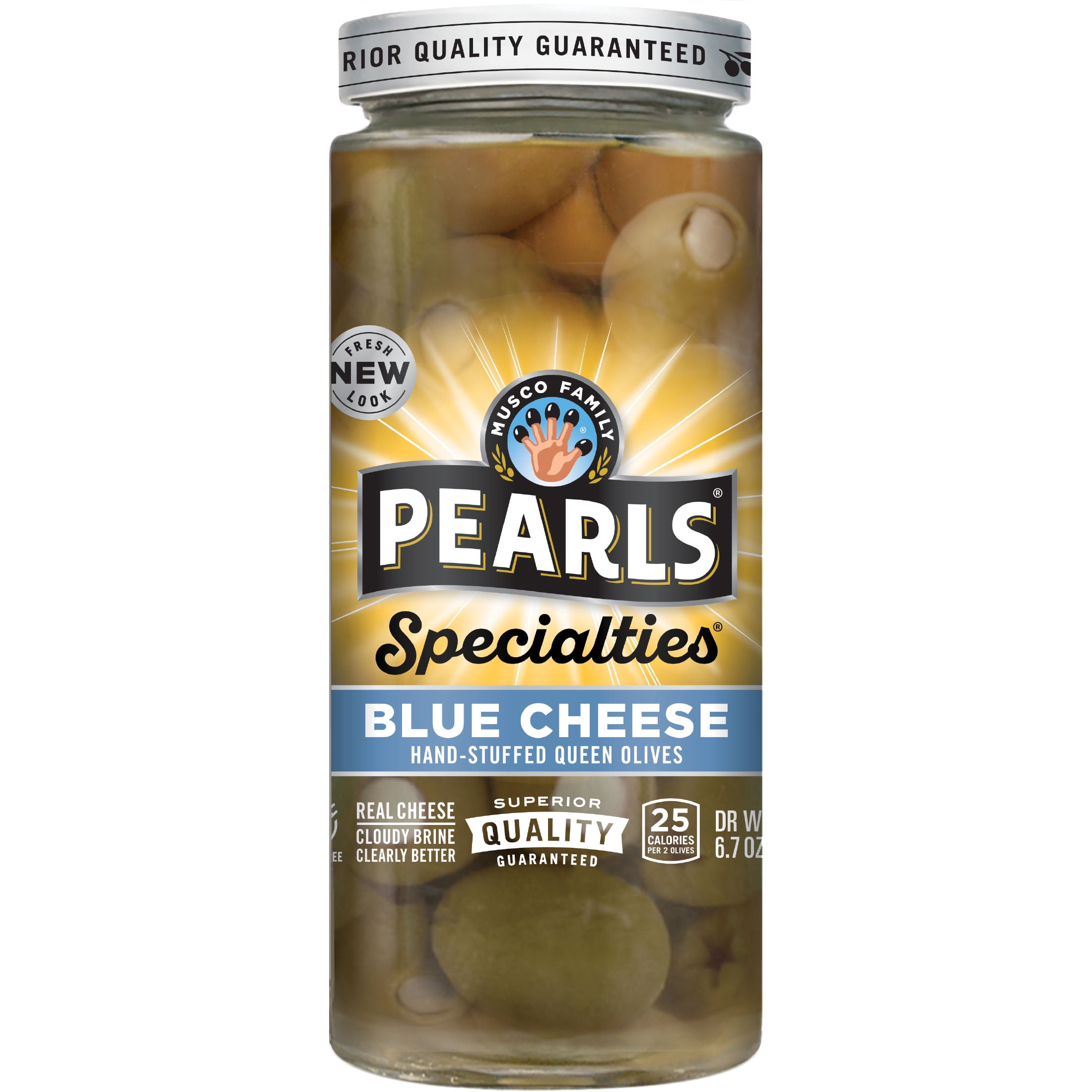 Pearls® Specialties™ Blue Cheese Stuffed Greek Queen Olives 6.7 oz. Jar