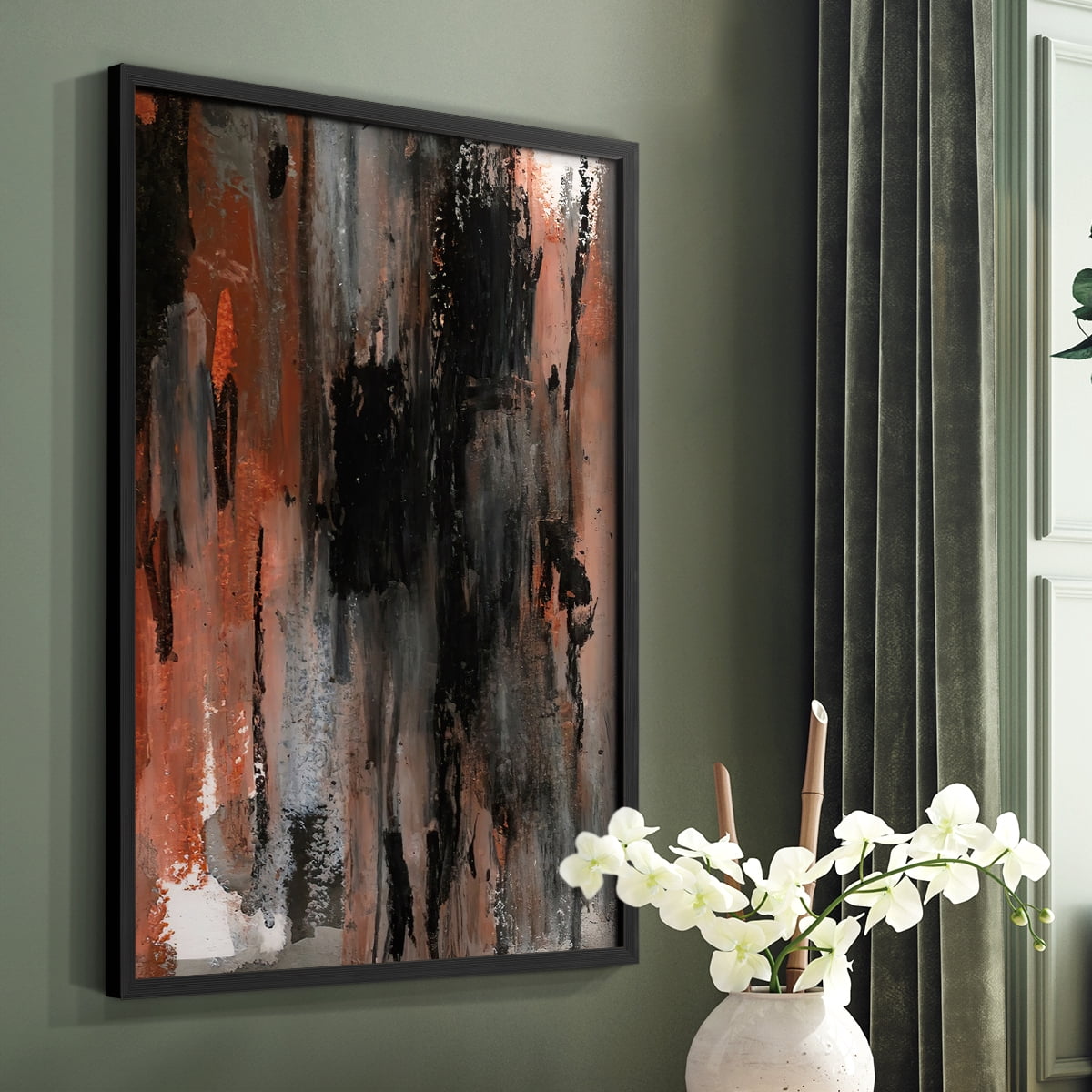 Loft Pastel VIII Framed Print in Black Solid Wood Framed Print No Nail Hanging