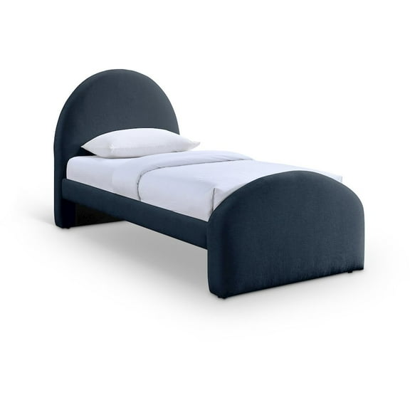 Meridian Furniture Andaz Navy Chenille Fabric Upholstered Twin Bed