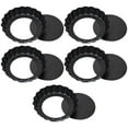thumbnail image 1 of HLONK 5 Pcs Round Hinged Pan Mini Pie Pans Small Baking Molds Roasting False Bottom Tart Plate Paper Cups Nonstick, 1 of 6