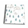 3dRose Cute Watercolor Clouds and Big Rain Drops - Mini Notepad, 4 by 4-inch